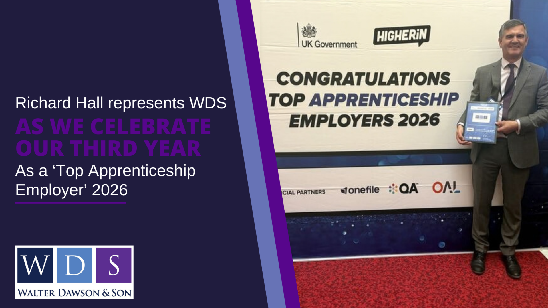WDS Collects Top 10 Apprenticeship Employer Certificate in Westminster
